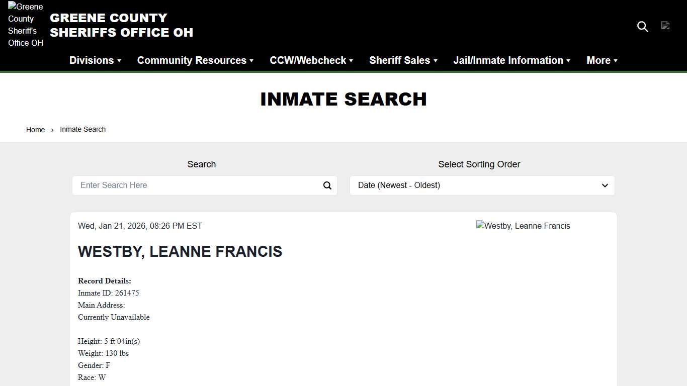 Inmate Search | Greene County Sheriff's Office OH