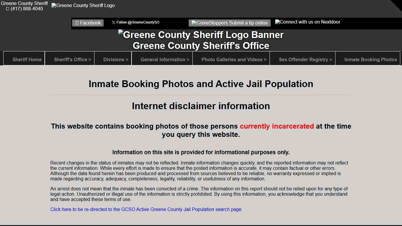 Inmate Booking Photos and Active Jail Population