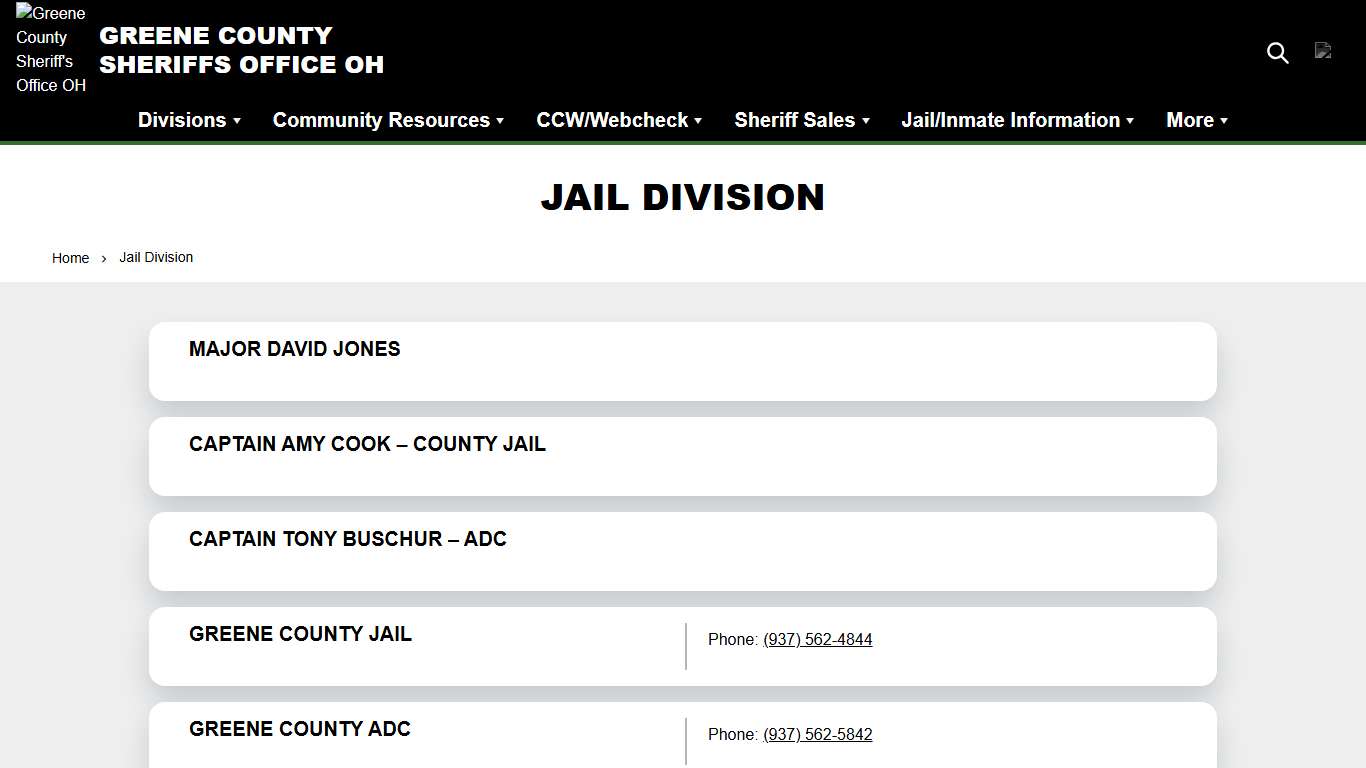 Jail Division | Greene County Sheriff's Office OH
